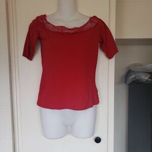 Michael red top with lace Size Small